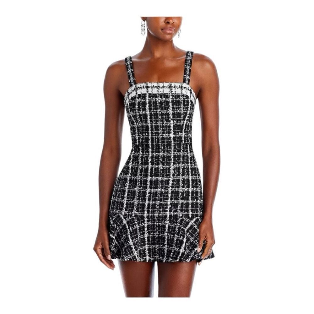 Alice + Olivia Black and White Kaidra Tweed Mini Dress size 10
